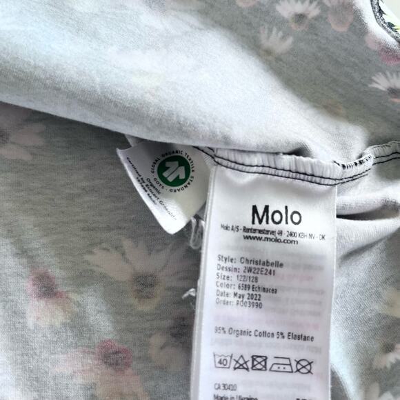 MOLO Echinacea Print Ruffled Floral Organic Dress in Black size 7/8 - Picture 4 of 6